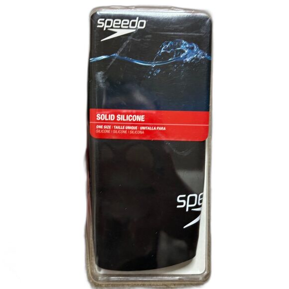 Speedo NWT Black Solid Silicone Swim Cap - Picture 4 of 5